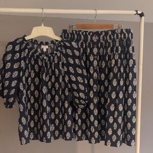 J.Crew Factory Two Piece Matching cotton Set Top And Skirt Large
